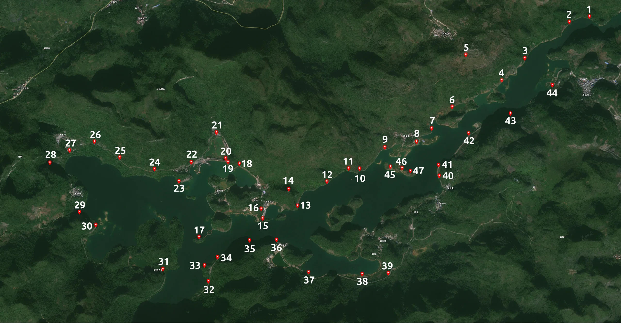 广西凌云浩坤湖卫星地图